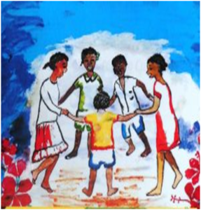 Jamaican children in a bygone era, playing ring games